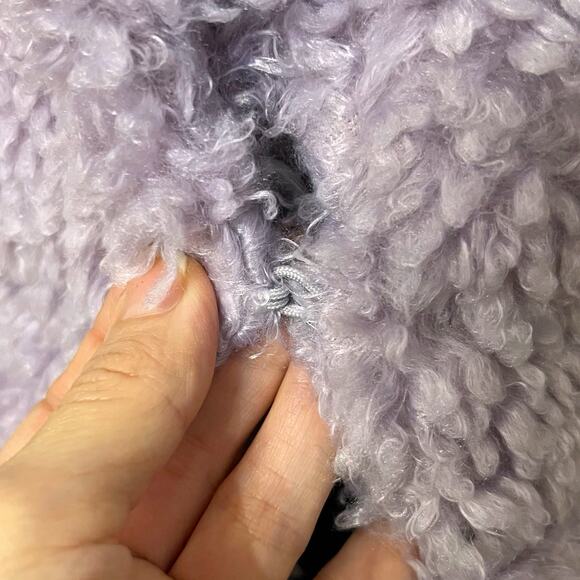 Betsey Johnson Sherpa Faux Fur Vest Size S/M Purple Mid Length Casual Coquette - Picture 6 of 8